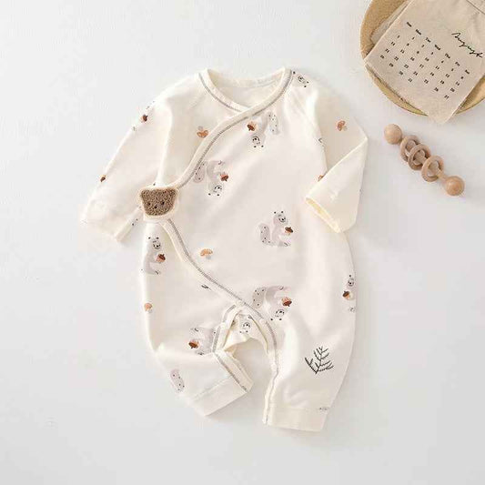 Side - Tie Romper – Squirrel & Acorn Print - Little Haven