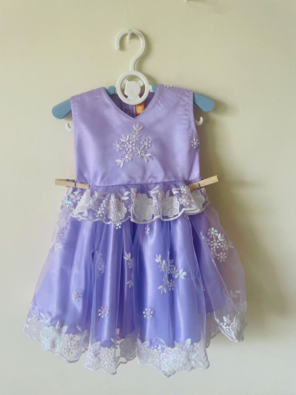 “Lavender Snowdrop” Embroidered Party Dress
