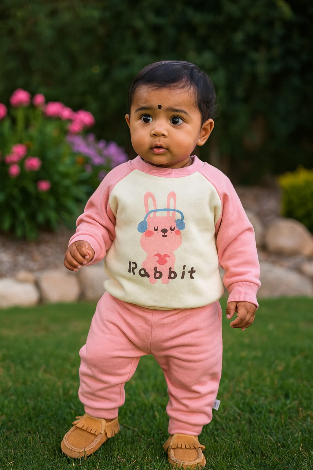 Pink Bunny Sweatshirt & Jogger Set