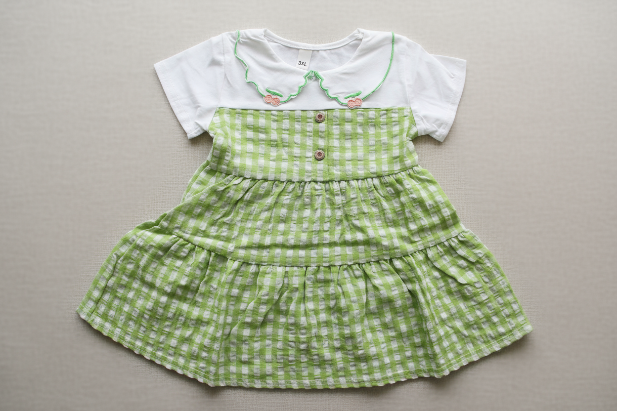 Little Haven “Berry Button” Gingham Baby Dress – 3 Colour Variants