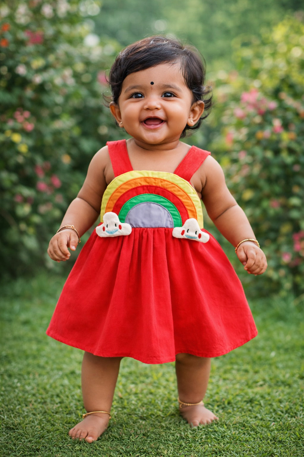 Rainbow Sunshine Baby Dress – Bright Skies Edition